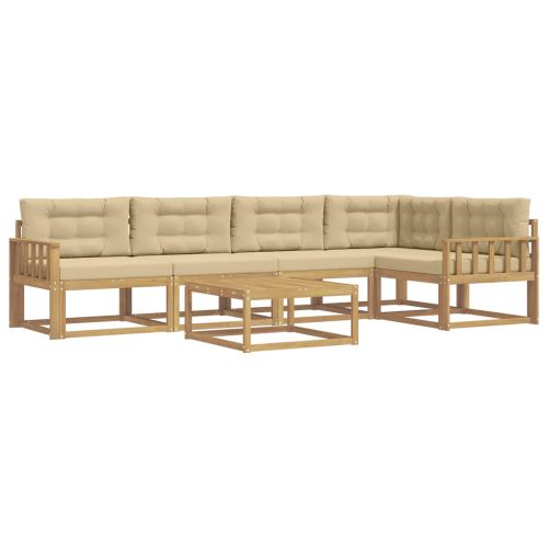Комплект дивани за открито 6 pcs Бяло и Бежово 79 x 79 x 37 см
