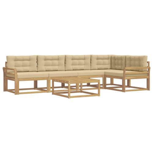 Комплект дивани за открито 6 pcs Бяло и Бежово 79 x 79 x 37 см