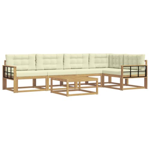 Комплект дивани за открито 6 pcs Бяло и кремаво 79 x 79 x 37 см