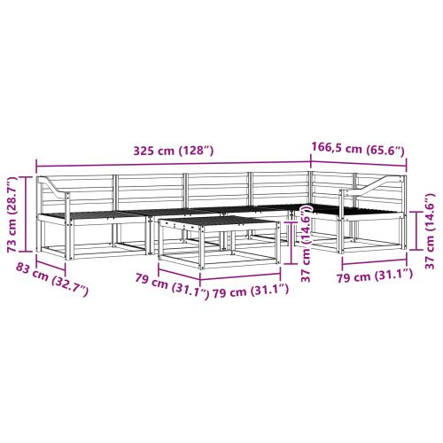 Комплект дивани за открито 6 pcs Бяло 79 x 79 x 37 см