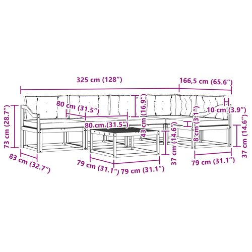 Комплект дивани за открито 6 pcs Бяло и кремаво 79 x 79 x 37 см