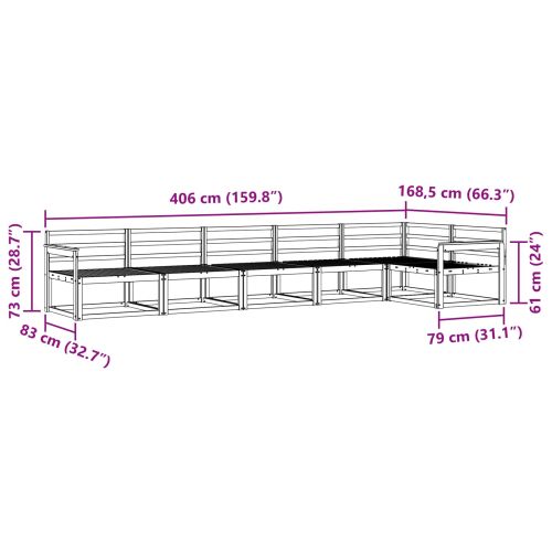 Комплект дивани за открито 6 pcs Бяло 406 x 168,5 x 73 см