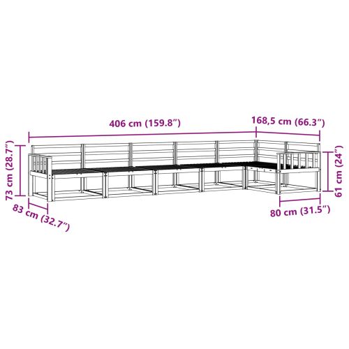 Комплект дивани за открито 6 pcs Бяло 406 x 168,5 x 73 см