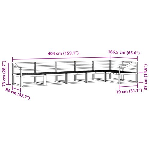 Комплект дивани за открито 6 pcs Бяло 404 x 166,5 x 73 см