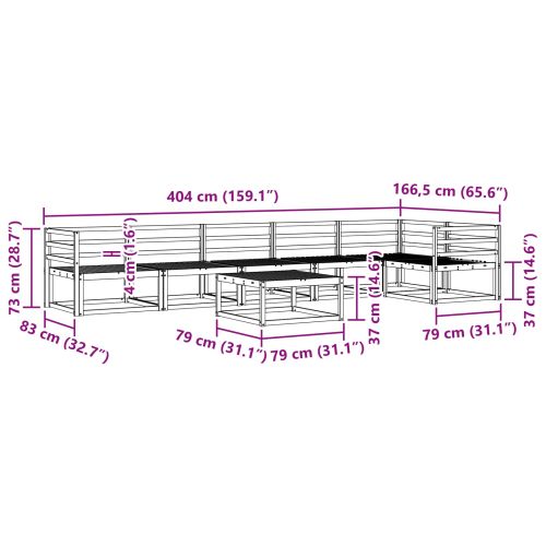 Комплект дивани за открито 7 pcs Бяло 79 x 79 x 37 см