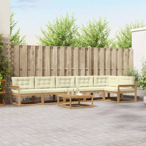Комплект дивани за открито 7 pcs Бяло и кремаво 79 x 79 x 37 см