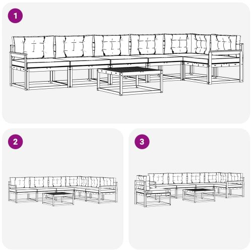Комплект дивани за открито 7 pcs Бяло и светлосиво