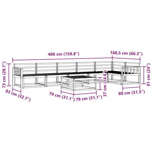 Комплект дивани за открито 7 pcs Бяло 79 x 79 x 37 см