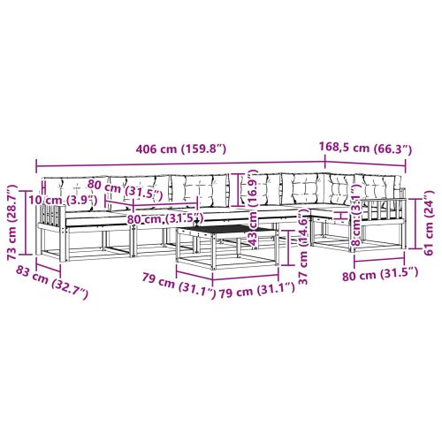 Комплект дивани за открито 7 pcs Бяло и Бежово 79 x 79 x 37 см