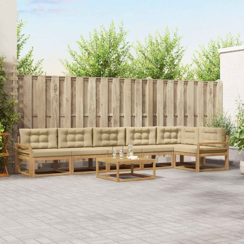 Комплект дивани за открито 7 pcs Бяло и Бежово 79 x 79 x 37 см