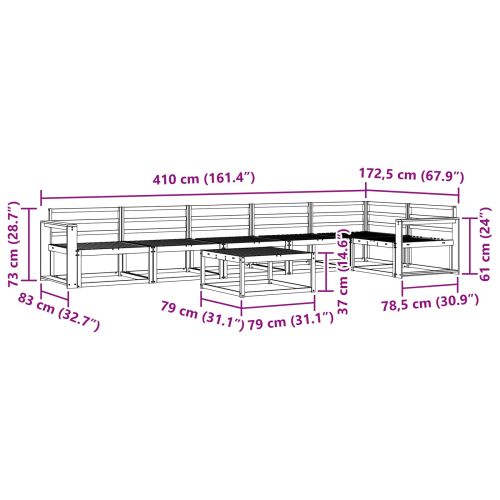 Комплект дивани за открито 7 pcs Бяло 79 x 79 x 37 см