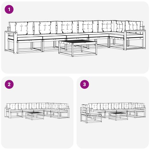 Комплект дивани за открито 7 pcs Бяло и Бежово 79 x 79 x 37 см