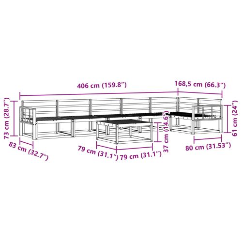 Комплект дивани за открито 7 pcs Бяло 79 x 79 x 37 см