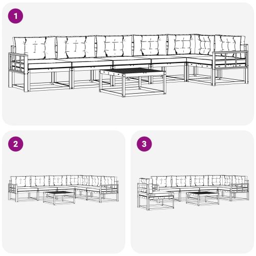 Комплект дивани за открито 7 pcs Бяло и Бежово 79 x 79 x 37 см
