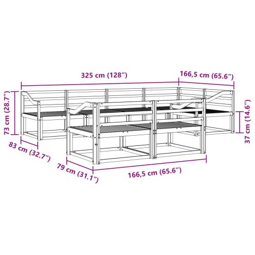 Комплект дивани за открито 8 pcs Бяло 325 x 166,5 x 73 см