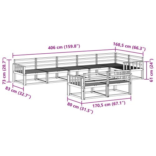 Комплект дивани за открито 8 pcs Бяло 406 x 168,5 x 73 см