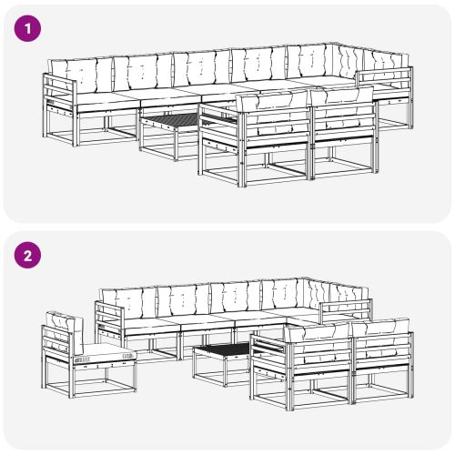 Комплект дивани за открито 9 pcs Бяло и кремаво 79 x 79 x 37 см