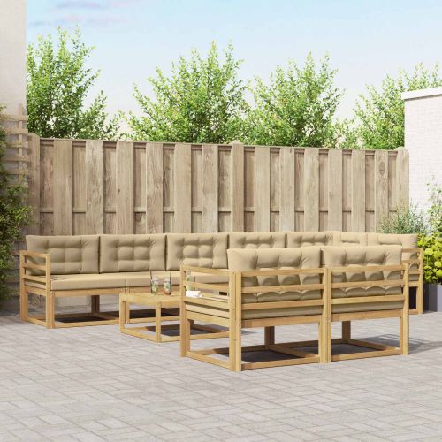 Комплект дивани за открито 9 pcs Бяло и Бежово 79 x 79 x 37 см