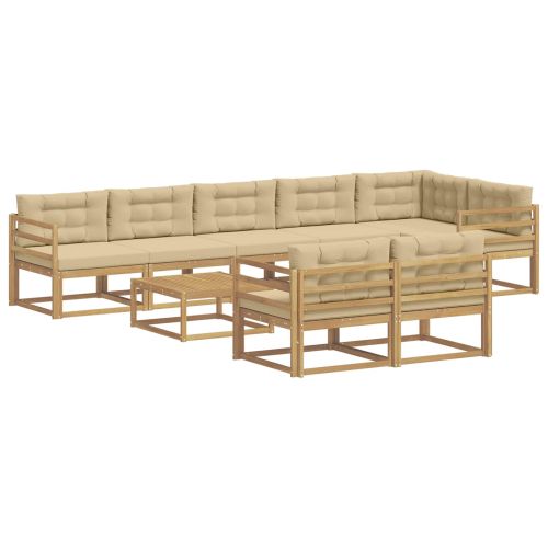Комплект дивани за открито 9 pcs Бяло и Бежово 79 x 79 x 37 см