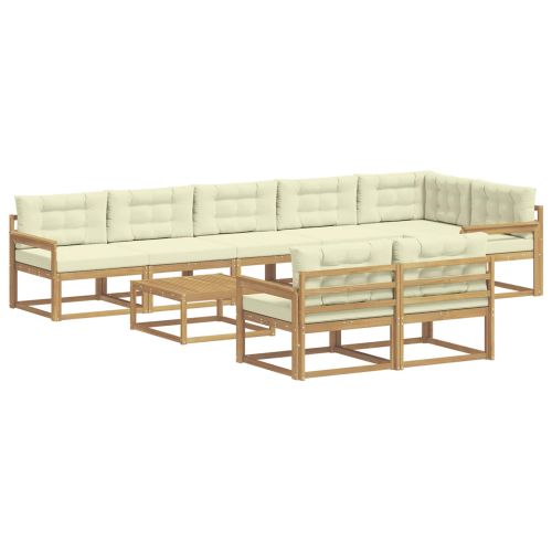 Комплект дивани за открито 9 pcs Бяло и кремаво 79 x 79 x 37 см