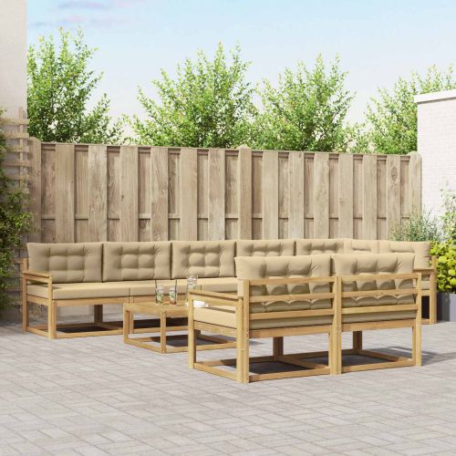 Комплект дивани за открито 9 pcs Бяло и Бежово 79 x 79 x 37 см