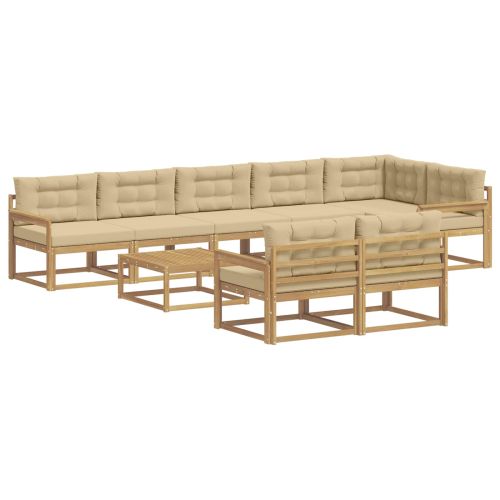 Комплект дивани за открито 9 pcs Бяло и Бежово 79 x 79 x 37 см