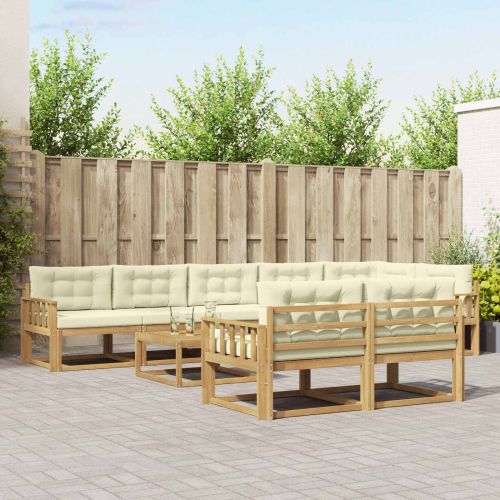 Комплект дивани за открито 9 pcs Бяло и кремаво 79 x 79 x 37 см