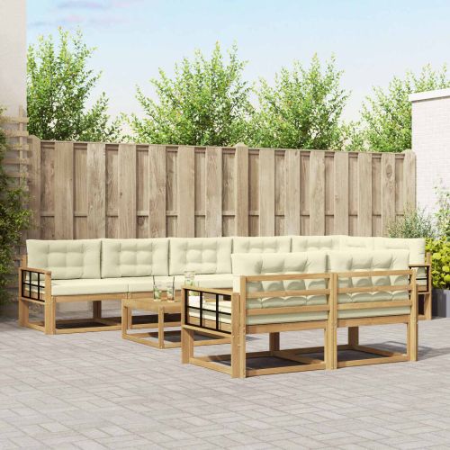 Комплект дивани за открито 9 pcs Бяло и кремаво 79 x 79 x 37 см