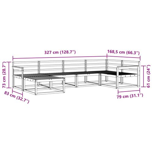 Комплект дивани за открито 6 pcs Бяло 327 x 168,5 x 73 см