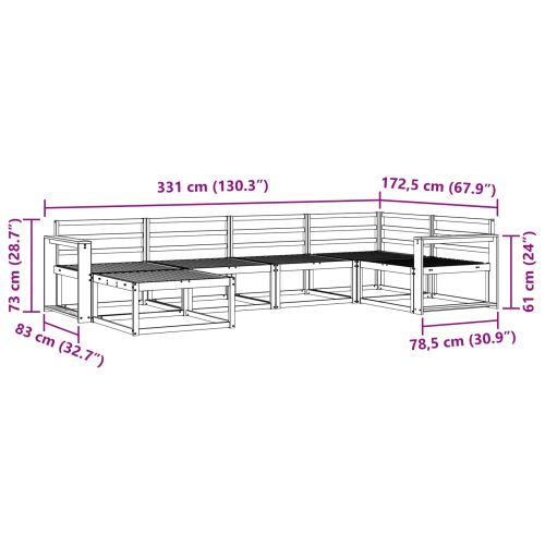 Комплект дивани за открито 6 pcs Бяло 331 x 172,5 x 73 см