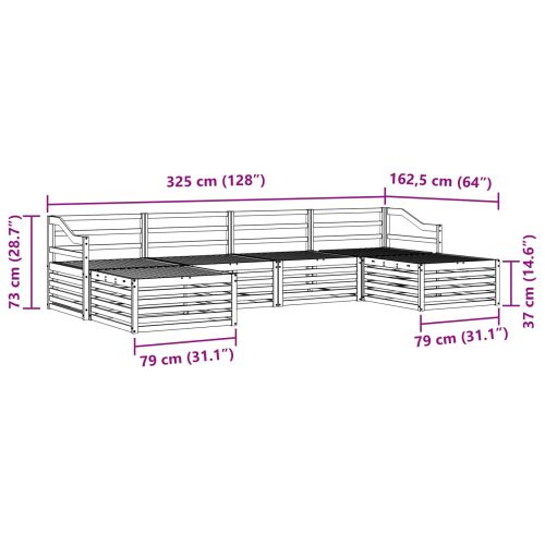 Комплект дивани за открито 6 pcs Бяло 325 x 162,5 x 73 см
