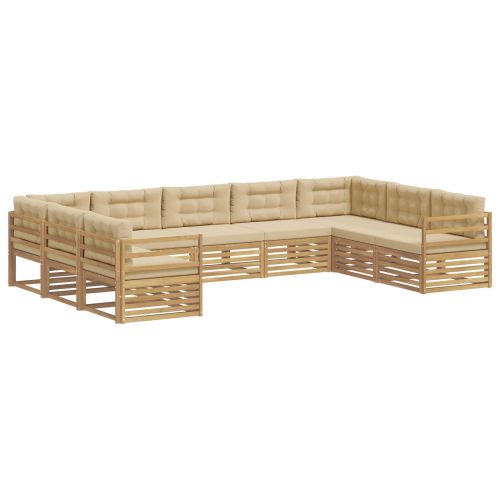 Комплект дивани за открито 9 pcs Бяло и Бежово
