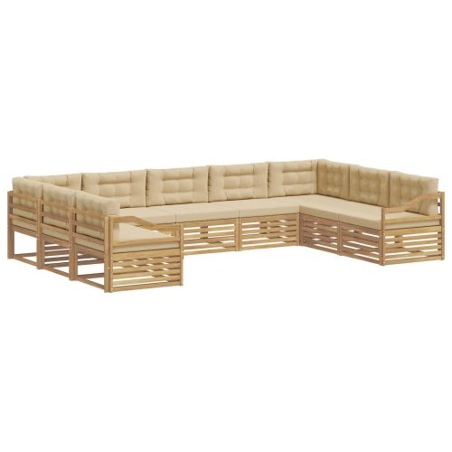 Комплект дивани за открито 9 pcs Бяло и Бежово