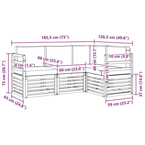 Комплекти дивани 4 pcs Бяло и Бежово 185,5 x 126,5 x 73 см