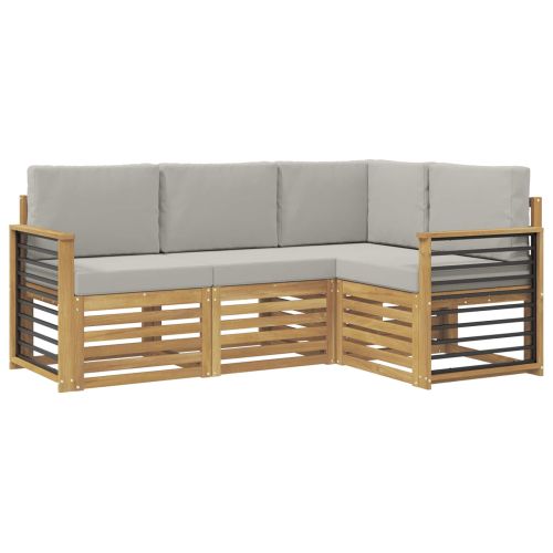 Комплекти дивани 4 pcs Бяло и светлосиво 187,5 x 128,5 x 73 см