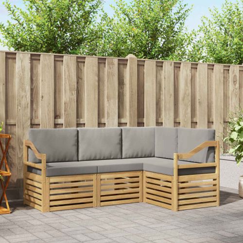 Комплекти дивани 4 pcs Бяло и светлосиво 185,5 x 126,5 x 73 см