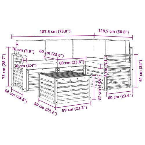 Комплект дивани за открито 5 pcs Бяло и антрацит