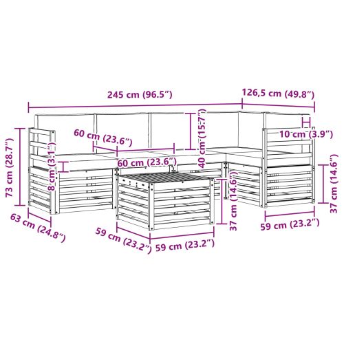 Комплект дивани за открито 6 pcs Бяло и антрацит