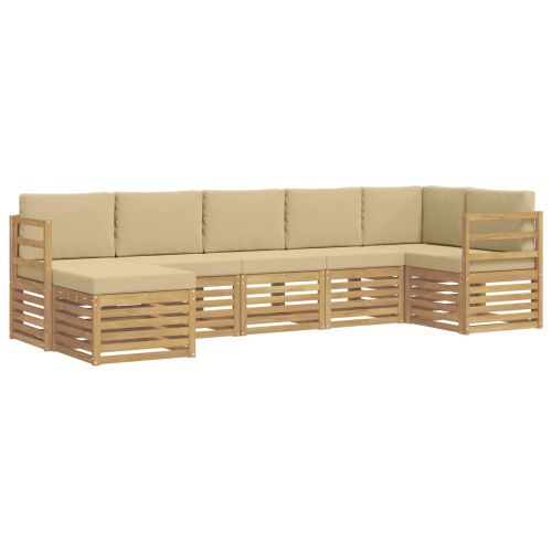 Комплект дивани за открито 7 pcs Бяло и Бежово