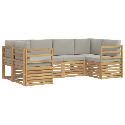 Комплект секционен диван 6 pcs Бяло и светлосиво