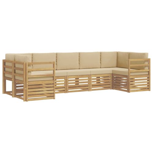 Комплект секционен диван 7 pcs Бяло и Бежово
