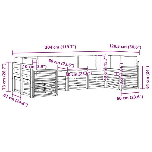 Комплект секционен диван 7 pcs Бяло и светлосиво