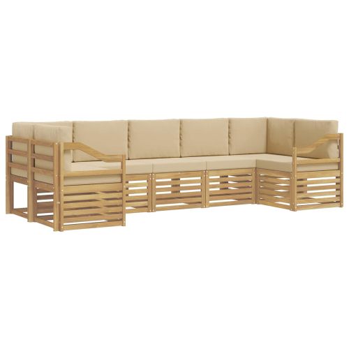 Комплект секционен диван 7 pcs Бяло и Бежово