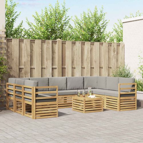 Комплекти дивани 10 pcs Бяло и светлосиво 59 x 59 x 37 см