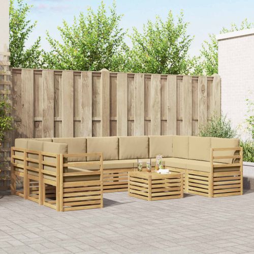 Комплекти дивани 10 pcs Бяло и Бежово 59 x 59 x 37 см Полиестер