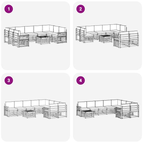 Комплекти дивани 10 pcs Бяло и светлосиво 59 x 59 x 37 см
