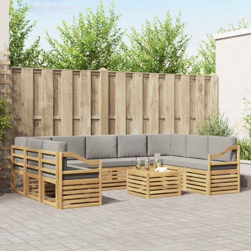 Комплекти дивани 10 pcs Бяло и светлосиво 59 x 59 x 37 см