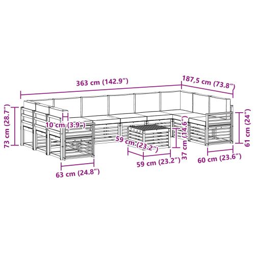 Комплект дивани за открито 8 pcs Бяло и антрацит