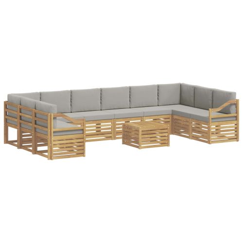 Комплект дивани за открито 11 pcs Бяло и светлосиво