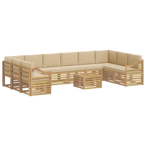 Комплект дивани за открито 11 pcs Бяло и Бежово 59 x 59 x 37 см